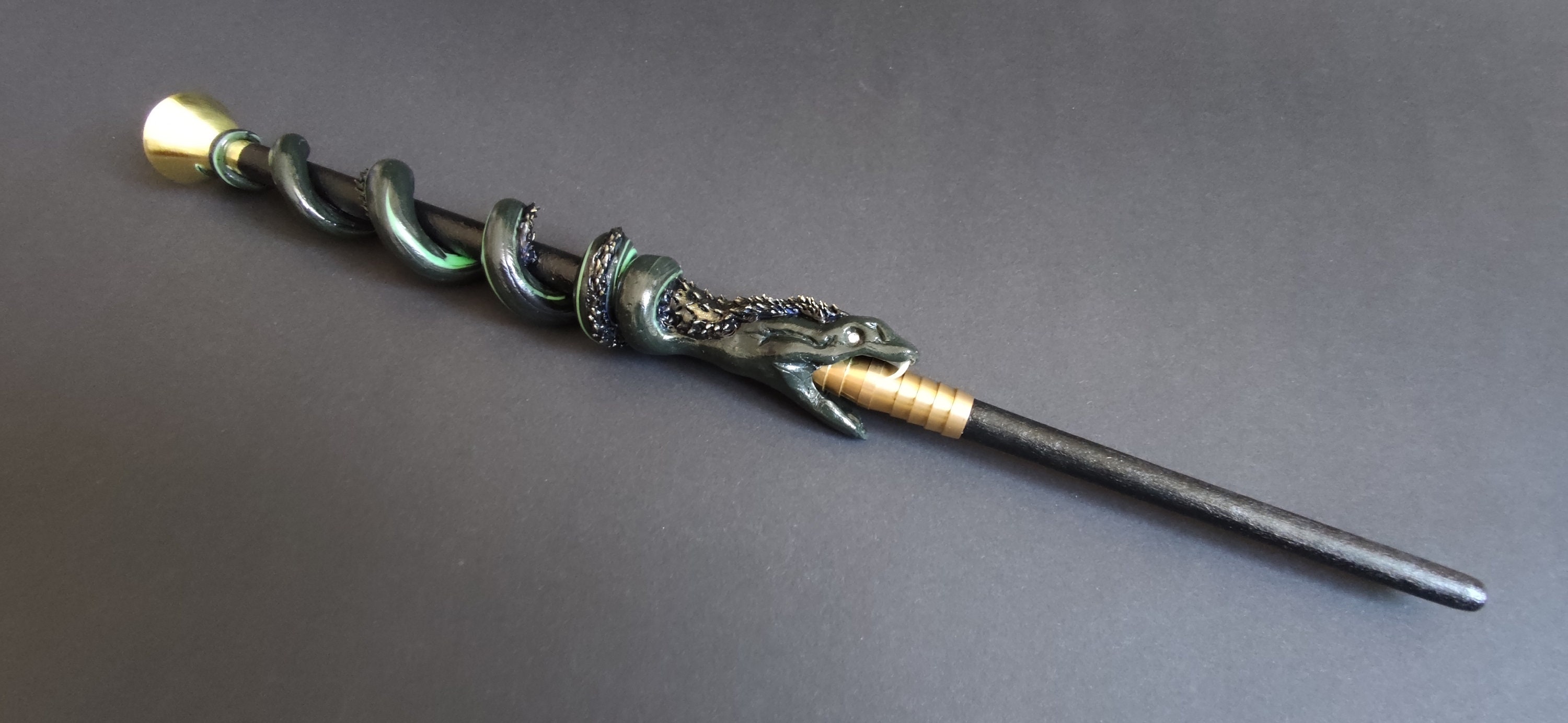 Serpentus Furor Basilisk Snake Slytherin Wooden Wand Harry Potter Etsy