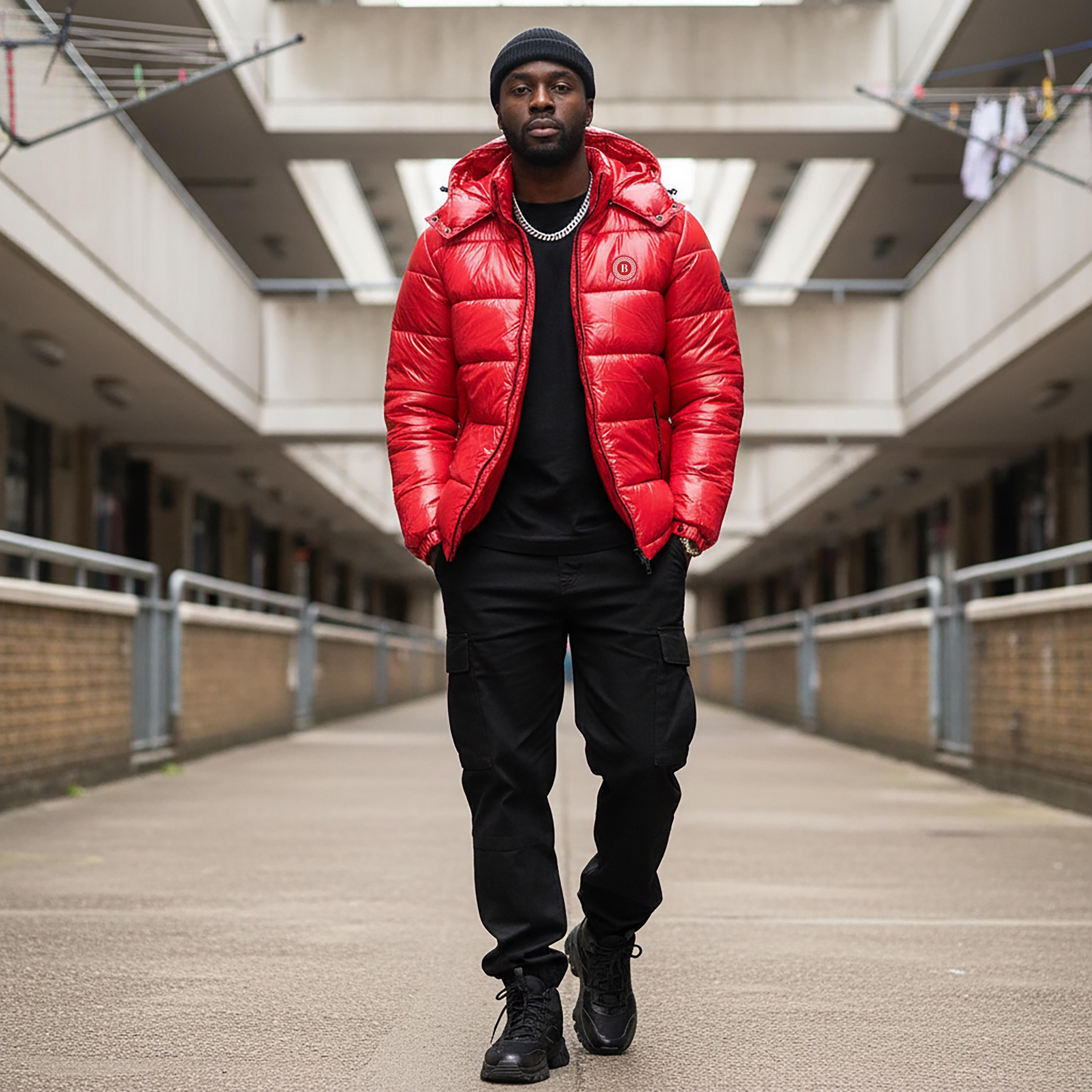Red Puffer Jacket for Men - Stylish Winter Coat With Hood and