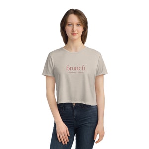 Brunch Cropped Tee, Cropped T Shirt, Funny T Shirt, Shirts with Sayings, Womens Cropped Tee, Flowy Cropped T-Shirt