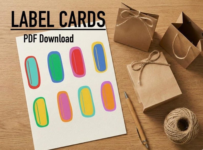 Label Block Cards Printable Label Cards in a Variety of Bright Colors With a Space for ...
