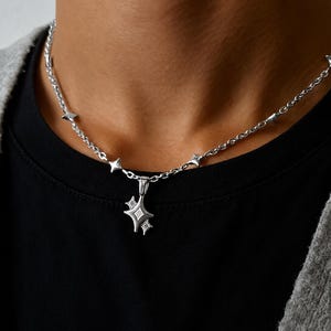 Silver Star Chain with Star Pendant – Necklace Charms for Women & Men – Streetwear Jewelry