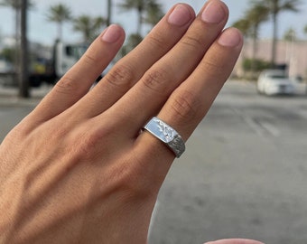 Bague en argent pour homme - Bague meltdown - Bague fondue en argent - Chevalière - Bijoux streetwear uniques - Bague moderne abstraite - Idée cadeau bijoux