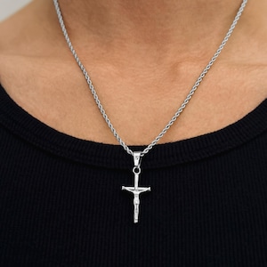 Jezus kruisketting mannen - 2 mm touwketting - Jezus ketting - kruisbeeldhanger - bevestigingskruis - religieuze sieraden - minimalistische ketting