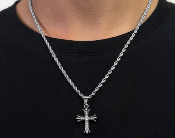 Collana Con Croce Ghiacciata Da Uomo 925 In Argento Sterling - Foto 5