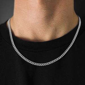 Cubaanse ketting zilver - Cubaanse schakelketting 4 mm - Miami ketting - zilveren ketting heren - streetwear sieraden - waterdicht en niet-vervagend