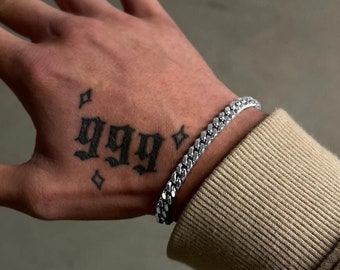 Bracelet en argent à maillons cubains 6 mm pour homme - Bijoux streetwear élégants - Acier inoxydable - Bracelet à maillons Miami - Imperméable et résistant à la décoloration