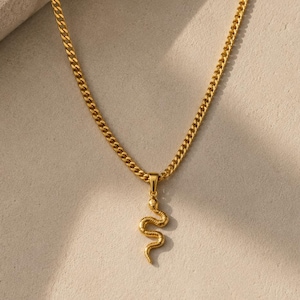 Schlangen-Kette Gold Männer - 4mm Cuban Link Kette - Viper Halskette Gold - Goldkette Männer - Schlangen-Anhänger Gold - Goldschmuck