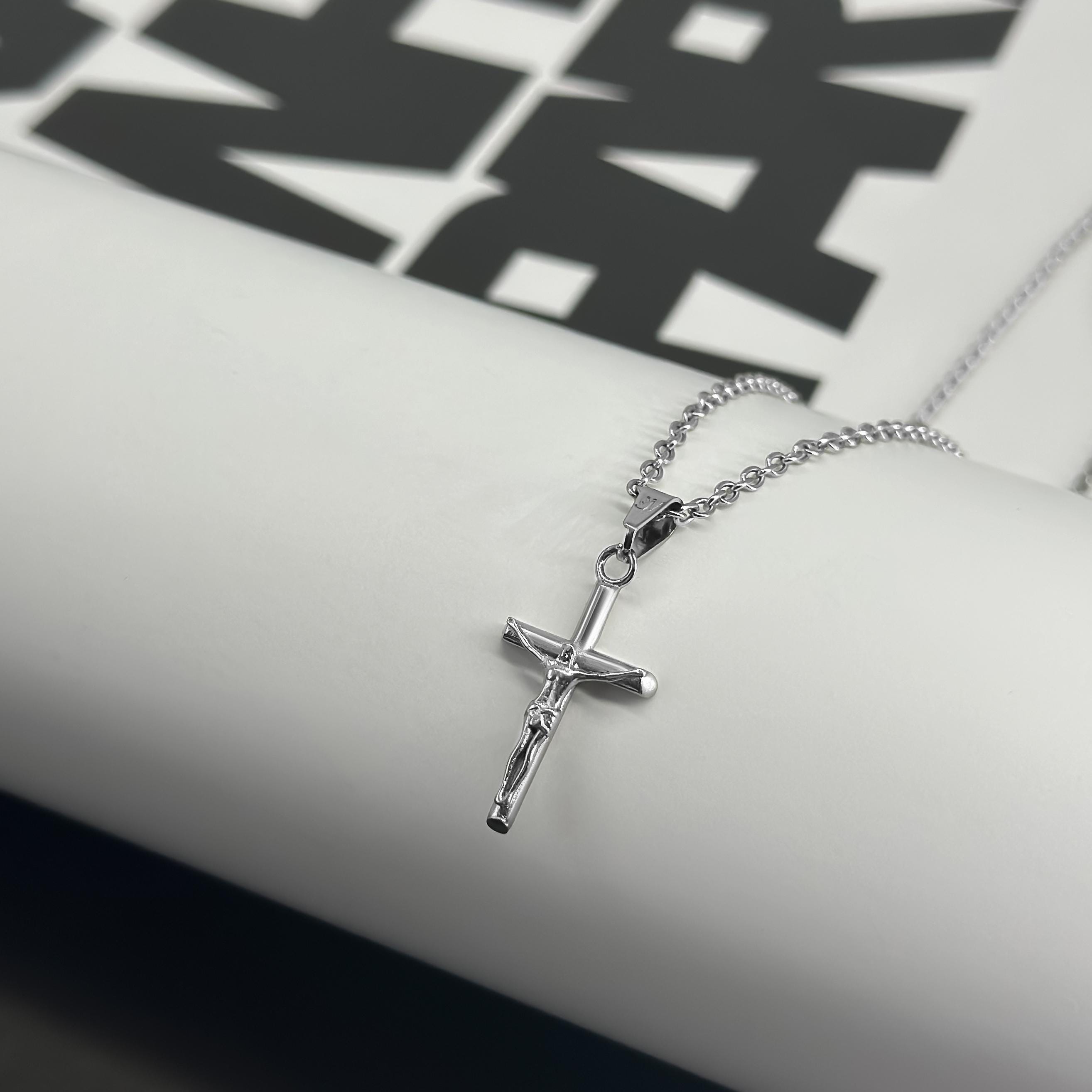 GAVU Collana Acciaio Inossidabile da Donna con Ciondolo Croce Cristiana, Collana Oro Donna 18K con Crocifisso, Regalo Comunione e Cresima