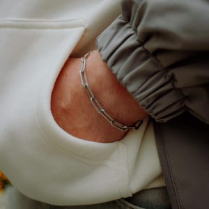 Papercliparmband heren - zilveren schakelarmband - armband voor hem - streetwear-sieraden - waterdicht en niet-vervagend - cadeau-idee