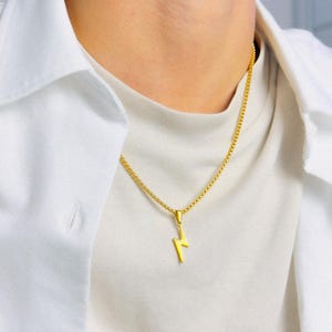 Flash Kette Herren - Box Kette Gold - Blitz Anhänger - Goldschmuck - Wasserfest & Nicht Abfärbend - Geschenkidee