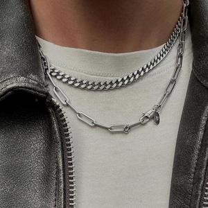 Collar de eslabones cubanos - Cadena de eslabones cubanos de 6 mm - Cadena de plata para hombre - Joyería urbana - Resistente al agua y a la decoloración - Idea de regalo