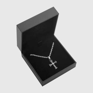 Silver Iced Out Cross Chain | Y2K Necklace Men