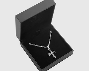 Cross Coin necklace 【SMOKED SILVER】 Silver Tone Coin Necklace Cross On Coins 36 In Smoke Free