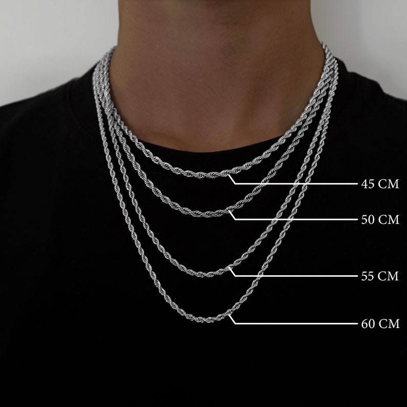 Chaîne de boussole en argent pour homme Chaîne carrée de 2,5 mm Collier de boussole en argent Chaîne étoile du Nord Pendentif boussole Taille 50-60 cm Idée cadeau homme image 8