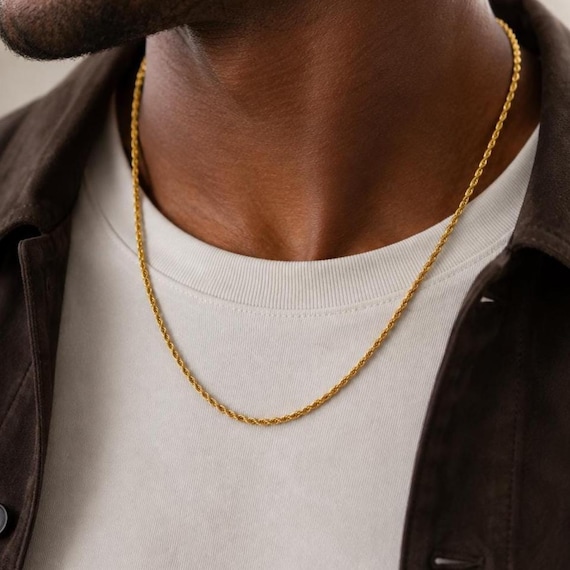 Rope Chain Gold - 3mm Rope Necklace - Gold Chain Men - Gold