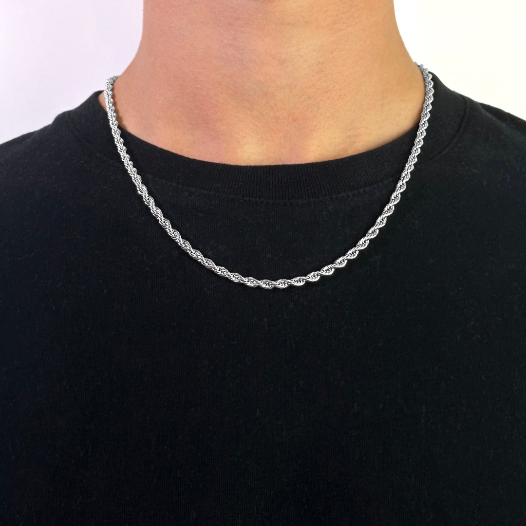 DOKRIN Engelsiegel Halskette Herren - Silberne Schutzengel-Kette Edelstahl 316L 60cm