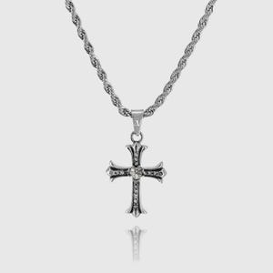 Rope chain silver with iced out cross men