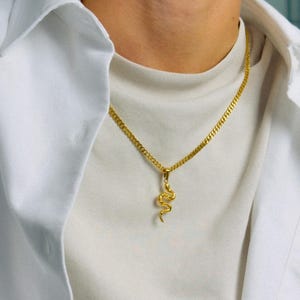 Schlangen-Kette Gold Männer - 4mm Cuban Link Kette - Viper Halskette Gold - Goldkette Männer - Schlangen-Anhänger Gold - Goldschmuck