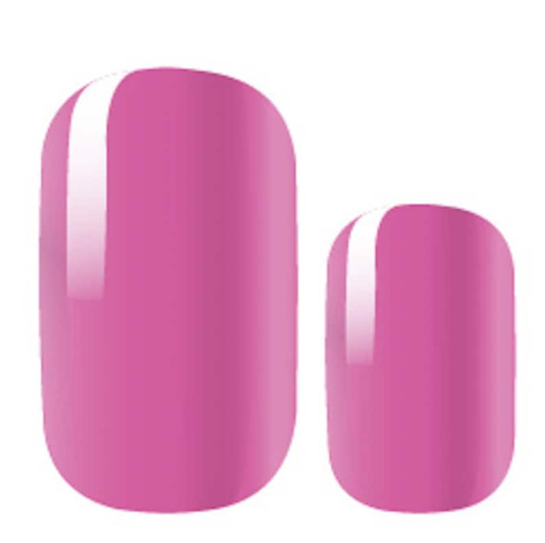 May include: Two pink nail wraps, one larger than the other, with a glossy finish.