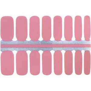 May include: A set of 20 pink nail wraps for a simple and elegant manicure.