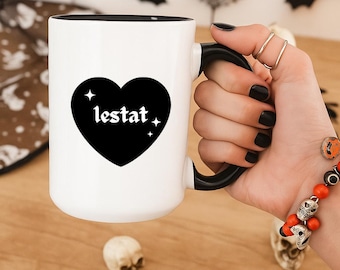 Caneca Lestat Coração Gótico | Presente Vampiro | Produtos de Entrevista com o Vampiro | Caneca de Café Dark Academia | Caneca com Estética Gótica para Fãs de Terror