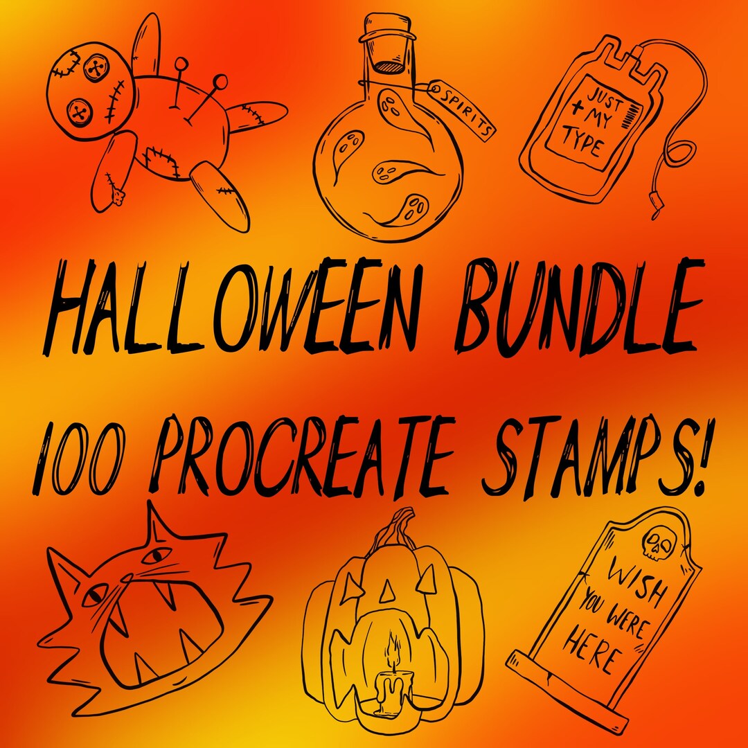 Halloween Bundle Procreate Stamp Set - Etsy