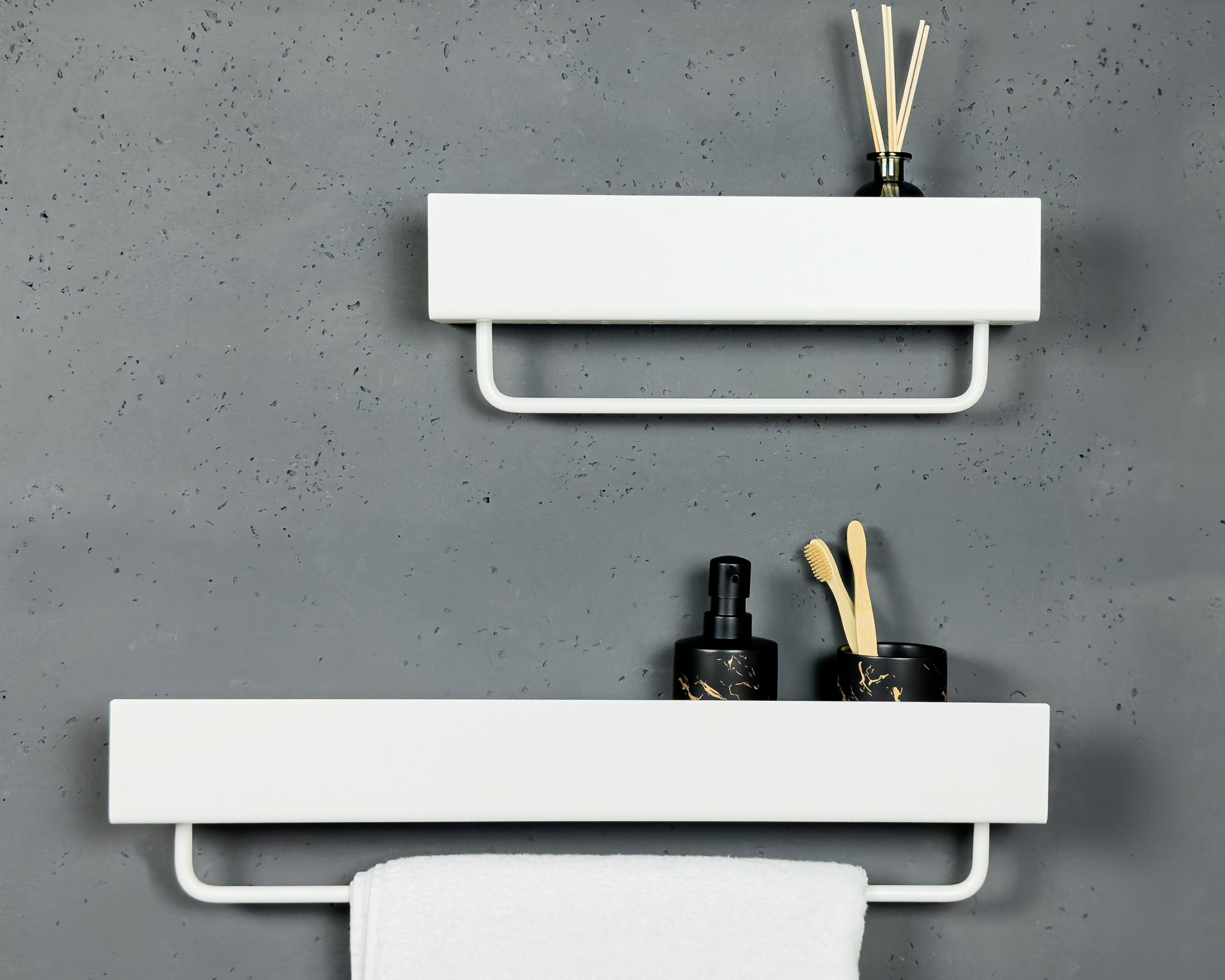 Bathroom White Metal Bathroom Shelf With Hanger Shower - Etsy