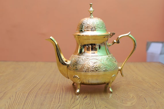 24 CARAT GOLD BRASS Teapot ,brass Ketli, Antique Brass Mug, Brass Teapot,  Handmade Teapot, Home Decor, Kitchen Decor 