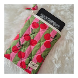 Op maat gemaakte e-readerhoes | Gewatteerde Kindle Kobo-cover | Bekleding kersenhout