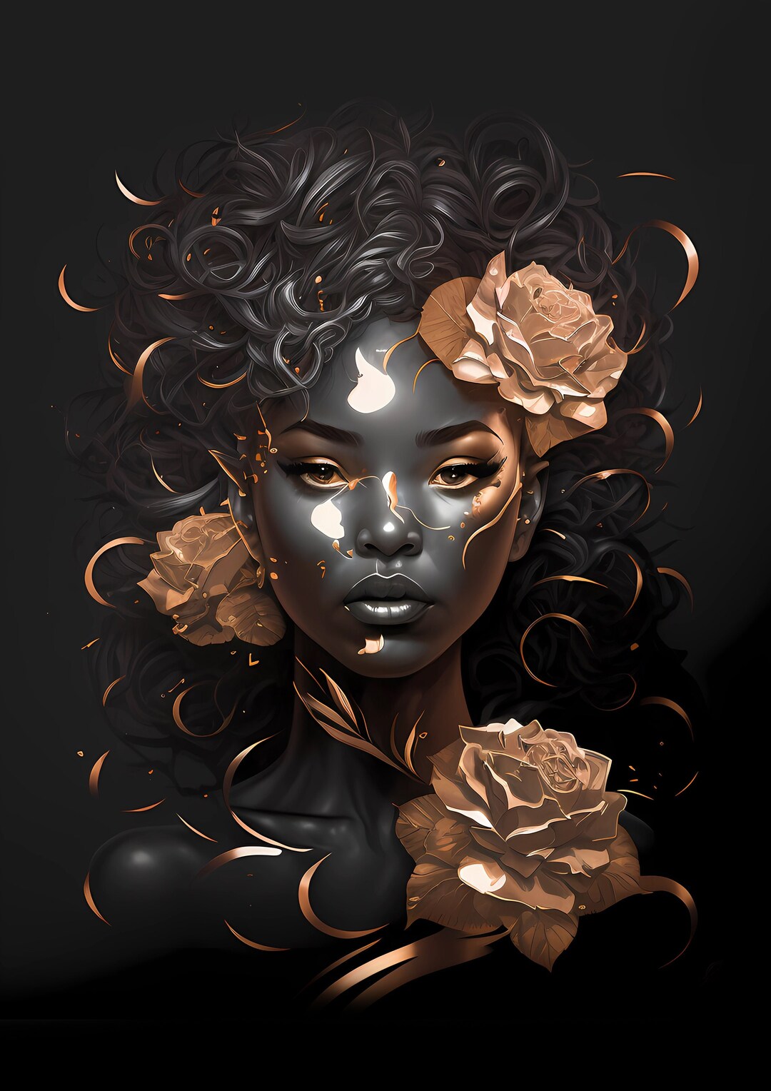 Digital Print Abstract Rose Woman Poster Etsy