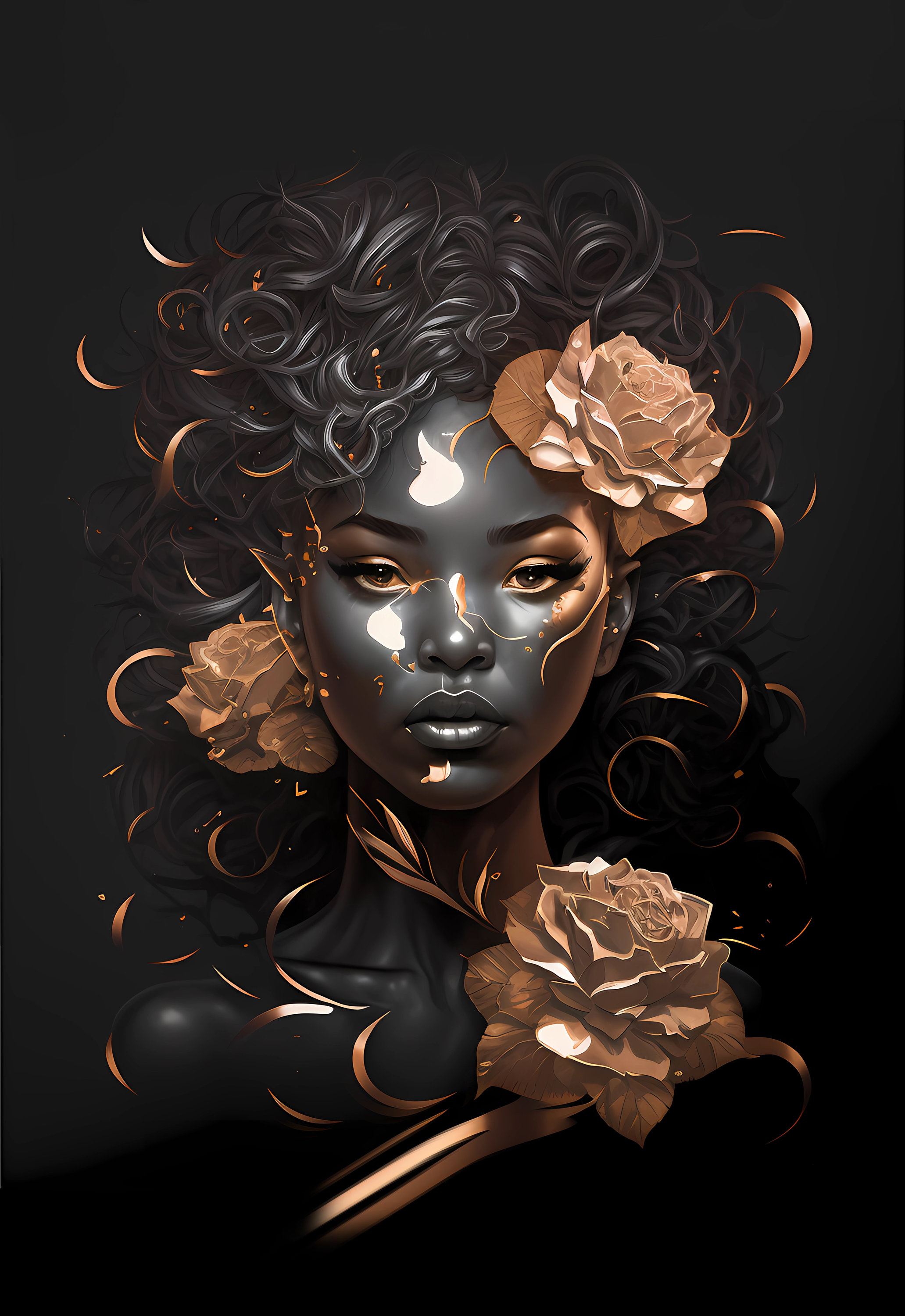 Digital Print Abstract Rose Woman Poster Etsy