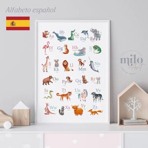 Spanish Animal Alphabet, Spanish ABC Poster, ABC Poster, Educational Art, Nursery Decor, Spanish Alphabet, Nursery Wall Art