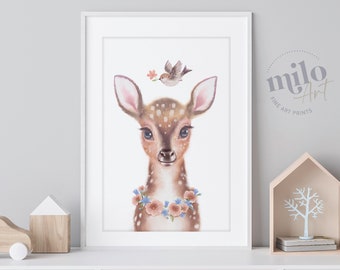 Deer Nursery Art, Original Watercolor Painting for Children‘s Room | unique gifts | Nursery Wall Art