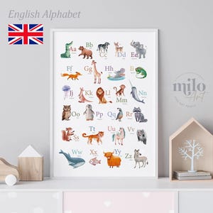 ABC Englisch Poster | ABC Animal Print | Alphabet Poster | Montessori Poster | Klassenzimmer Dekor | Kinderzimmer Wandkunst