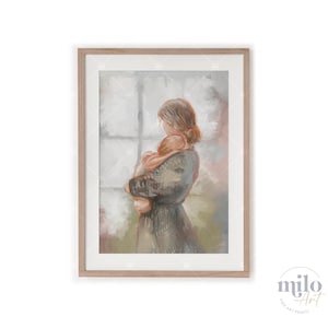 母と子のオリジナル絵画のファインアートプリント