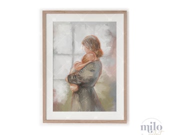 Fine Art Print moeder en kind van origineel schilderij