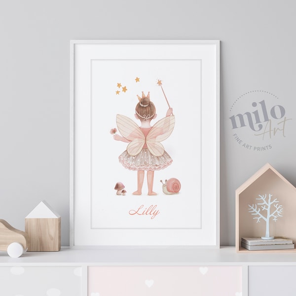 Fairy Prints nursery art personalized, original watercolor painting for children‘s room,  girls room poster, gifts girls, Nursery Wall Art