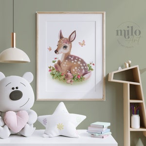 Deer Nursery Art, Original Watercolor Painting for Children‘s Room | unique gifts | Nursery Wall Art