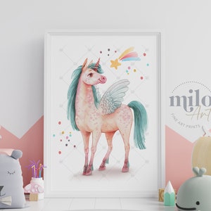 Einhorn Druck für das Kinderzimmer-originelle Aquarelle für das Kinderzimmer, Poster für das Kinderzimmer, Geschenke für Mädchen, Wandbilder