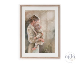 Mother and Child Fine Art Print - Figurative Wall Art Decor | Figurative art prints | wall art prints