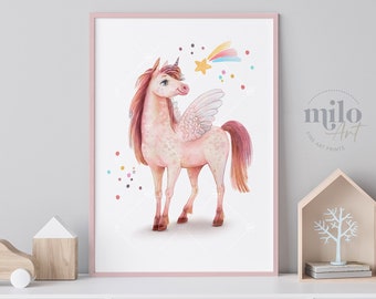 Unicorn Print for Girl‘s Nursery - Original Watercolor Painting for Children‘s Room girls room poster, gifts girls, Nursery Wall Art