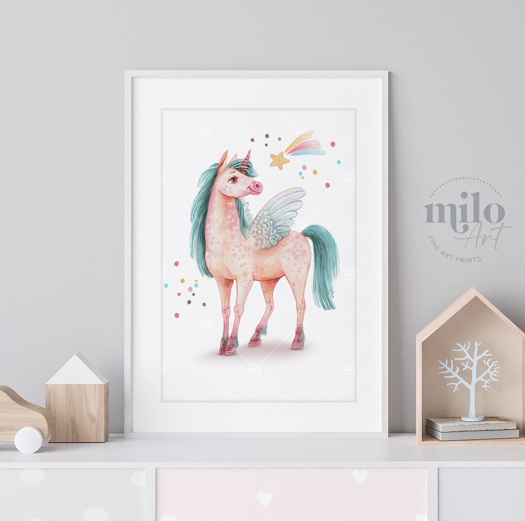 Unicorn Print, Girls Nursery Art, Nursery Wall Decor, Girls Bedroom ...