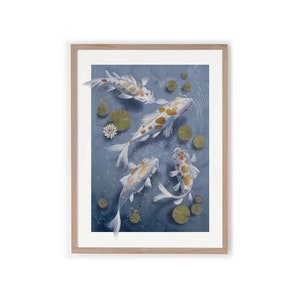 Koi Fish Art - Koi Fish Wall Art - Koi Fish Print Printable Wall Art-Goldfish Fish Art-Japanese Poster