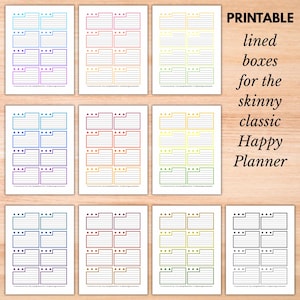 Happy Planner, classico sottile, stampabile, con riquadri a righe e tacche in 40 colori, adesivi funzionali, elementi decorativi di base per la pianificazione settimanale
