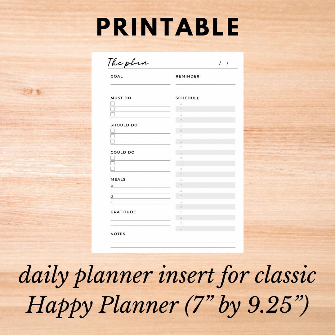 Printable Classic HP Daily Planner Insert, Schedule and To-do List Fill ...
