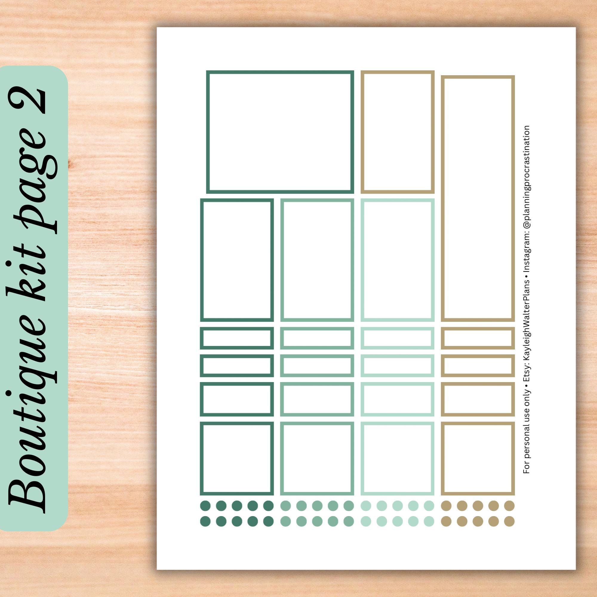 Happy Planner Vertical Layout Weekly Sticker Kit, Printable Mint Green ...