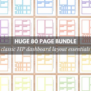 Layout del dashboard Happy Planner con riquadri stampabili classici in 40 colori, adesivi per scatole funzionali, elementi decorativi di pianificazione per le distribuzioni settimanali