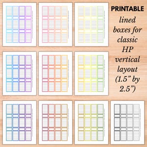 Planificador clásico Happy Planner con diseño vertical, cuadros con líneas imprimibles en 40 colores, pegatinas funcionales y elementos básicos de planificación decorativa para agendas semanales.