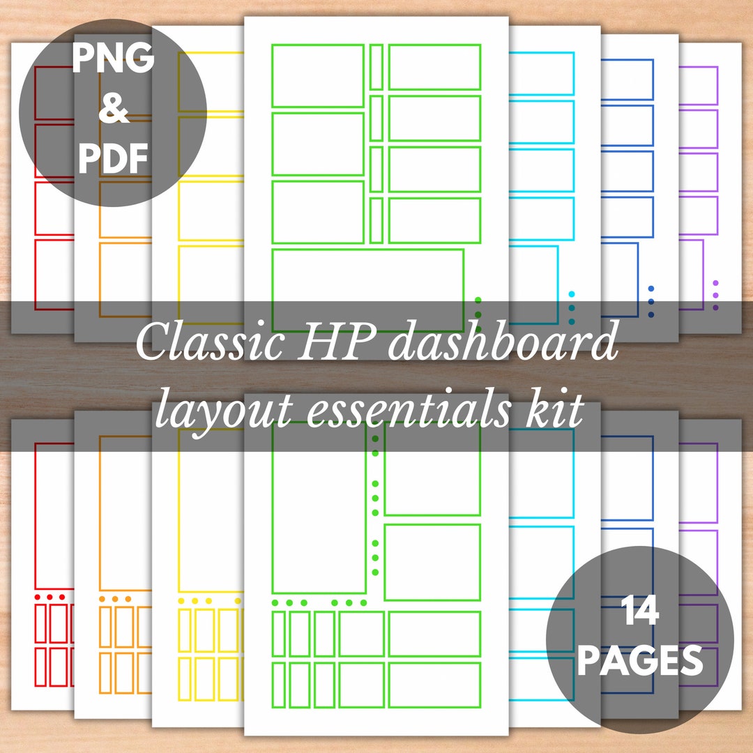 Happy Planner Dashboard Layout Printable Boxes in Rainbow Colors