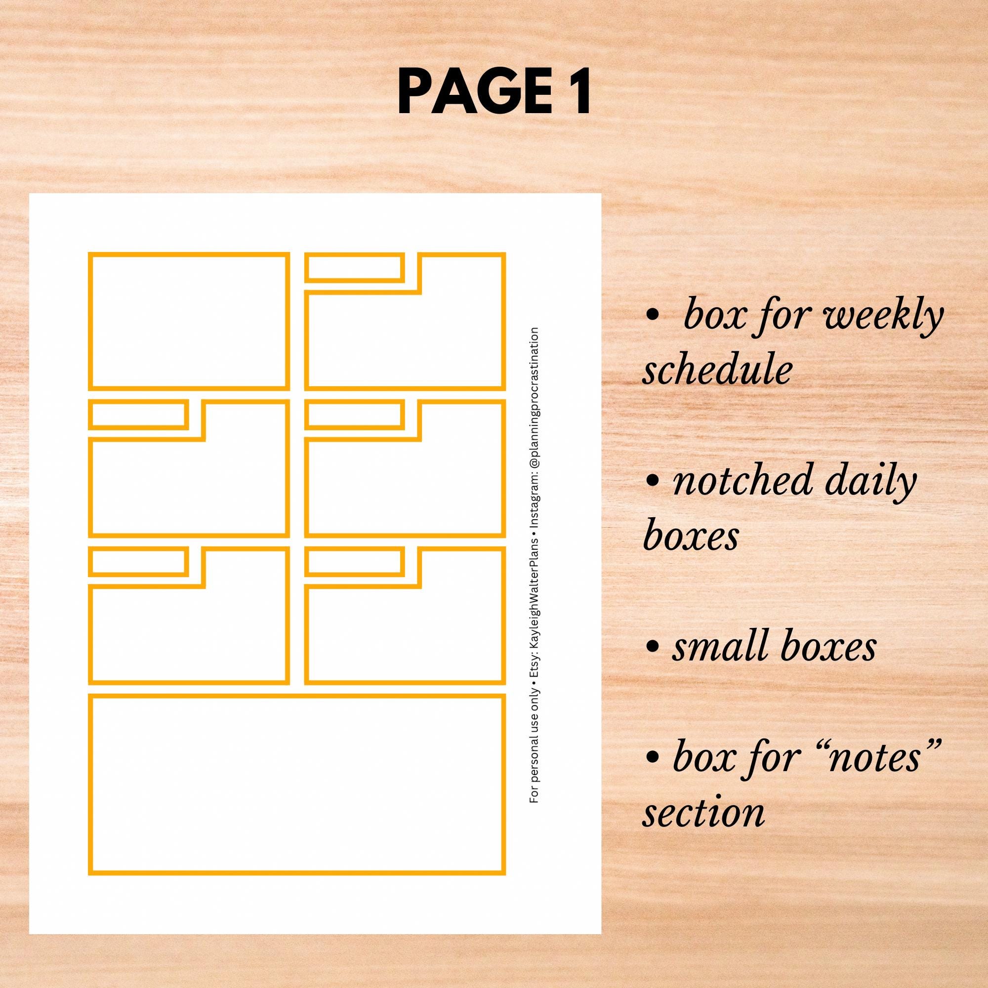 Happy Planner Dashboard Layout Classic Printable Boxes in 40 Colors ...